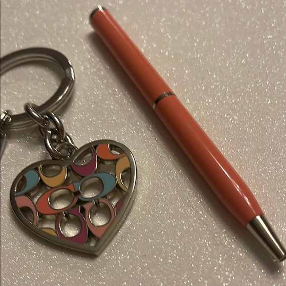 Coach Heart Keychain with Multicolor Accents and a Peach Coach Pen - Picture 3 of 7